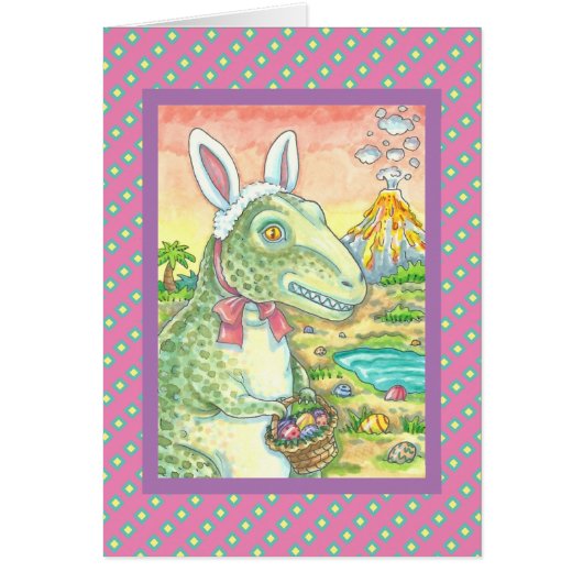 TYRANNOSAURUS T REX EASTER BUNNY NOTE CARD VERse (Voorkant)