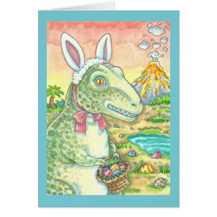 TYRANNOSAURUS T REX EASTER BUNNY NOTE KAART Blank