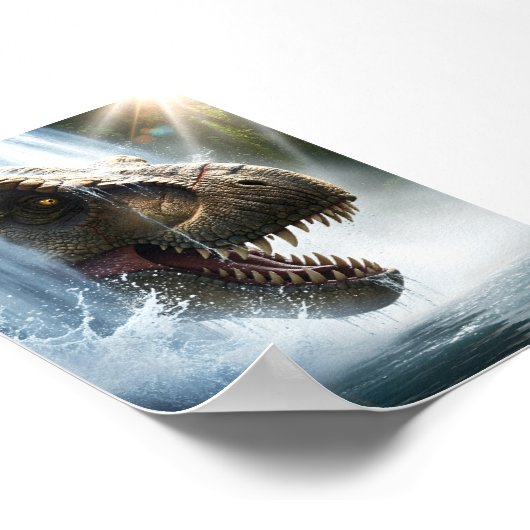 Tyrannosaurus T Rex in een waterval Poster (Hoek)