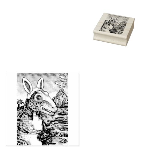 TYRANNOSAURUS T-REX, PAASDINOSAURUS RUBBER STEMPEL (Gestempeld)