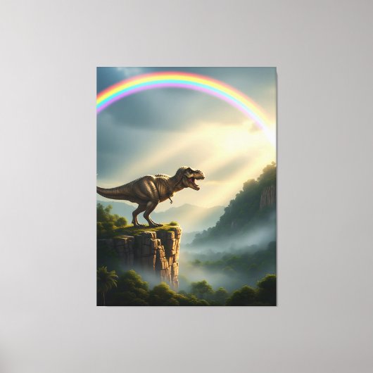 Tyrannosaurus T-Rex Rainbow Canvas Afdruk (Voorkant)