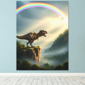 Tyrannosaurus T-Rex Rainbow Canvas Afdruk (Insitu (Houten vloer))