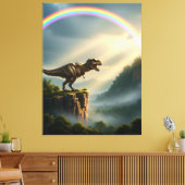 Tyrannosaurus T-Rex Rainbow Canvas Afdruk (Insitu (Woonkamer))