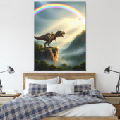 Tyrannosaurus T-Rex Rainbow Canvas Afdruk (Insitu (Slaapkamer))