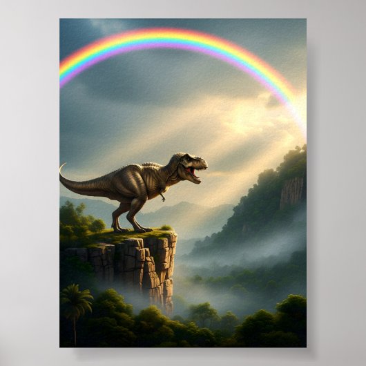 Tyrannosaurus T-Rex Rainbow Poster (Voorkant)