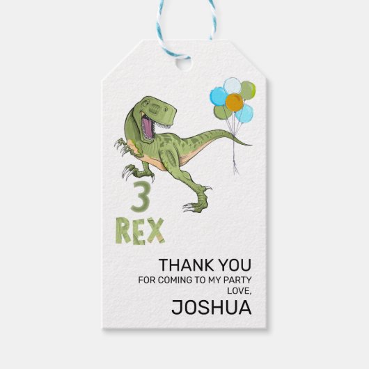 Tyrannosaurus Three Rex Dino 3e verjaardag Cadeaulabel (Voorkant)