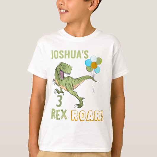 Tyrannosaurus Three Rex Dino 3e verjaardag T-shirt (Voorkant)