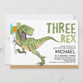 Tyrannosaurus Three Rex Dinosaur 3rd Birthday Kaart (Voorkant)