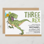 Tyrannosaurus Three Rex Dinosaur 3rd Birthday Kaart (Voorkant / Achterkant)