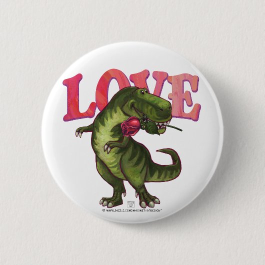 Tyrannosaurus Valentijnsdag Ronde Button 5,7 Cm (Voorkant)