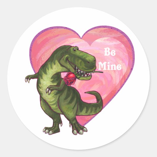 Tyrannosaurus Valentijnsdag Ronde Sticker (Voorkant)