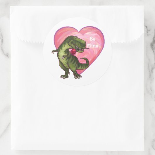 Tyrannosaurus Valentijnsdag Ronde Sticker (Tas)