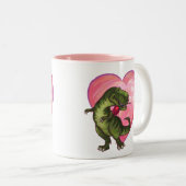 Tyrannosaurus Valentijnsdag Tweekleurige Koffiemok (Voorkant rechts)