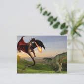 Tyrannosaurus vs Red Fire Breathing Dragon Battle Briefkaart (Staand voorkant)