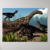 Tyrannotitan valt een argentinosaurus dinosaur aan poster (Voorkant)