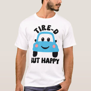 Tyre-D maar vrolijke grappige cartoon auto woordsp T-shirt