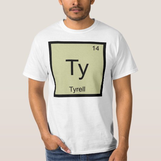 Tyrell Naam Chemie Element Periodiek Systeem T-shirt (Voorkant)