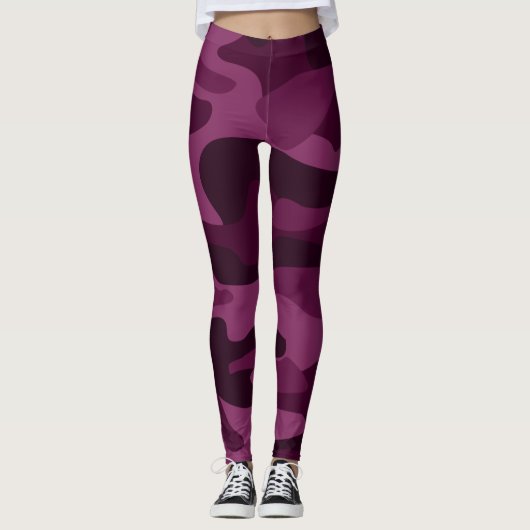 Tyrian Paarse Monocolor Camo Leggings (Voorkant)