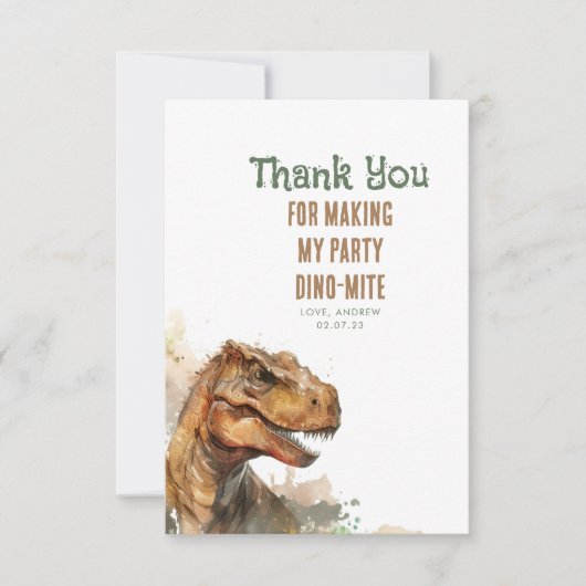 Tyronasaurus Rex Dinosaur Birthday Dank je wel Bedankkaart (Voorkant)