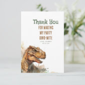 Tyronasaurus Rex Dinosaur Birthday Dank je wel Bedankkaart (Staand voorkant)