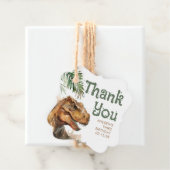 Tyronasaurus Rex Dinosaur Birthday Dank u Bedankjes Labels (In situ)