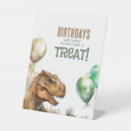 Tyronasaurus Rex Dinosaur Birthday Sweet Treat Reclamebord Met Voetstuk