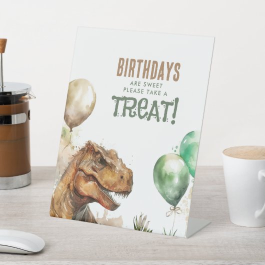 Tyronasaurus Rex Dinosaur Birthday Sweet Treat Reclamebord Met Voetstuk (Insitu)