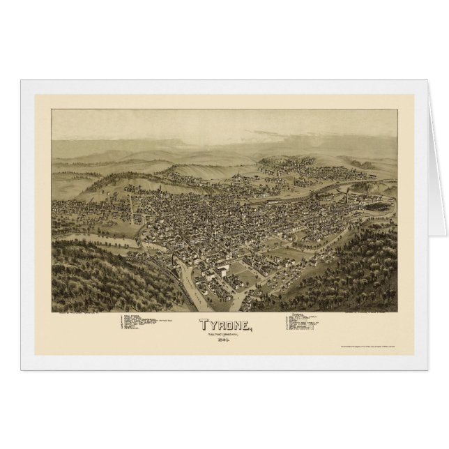 Tyrone, PA Panorama Map - 1895 (Voorkant Horizontaal)