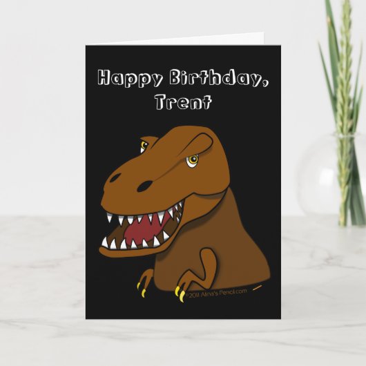 Tyrranosaurus Rex Kids Verjaardag Custom Name Kaart (Voorkant)