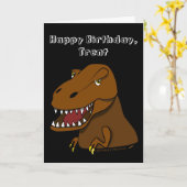 Tyrranosaurus Rex Kids Verjaardag Custom Name Kaart (Gele Bloem)