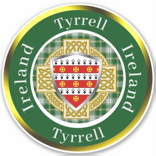 Tyrrell Irish Shield/Celtic Cross Personalized Sticker (Voorkant)