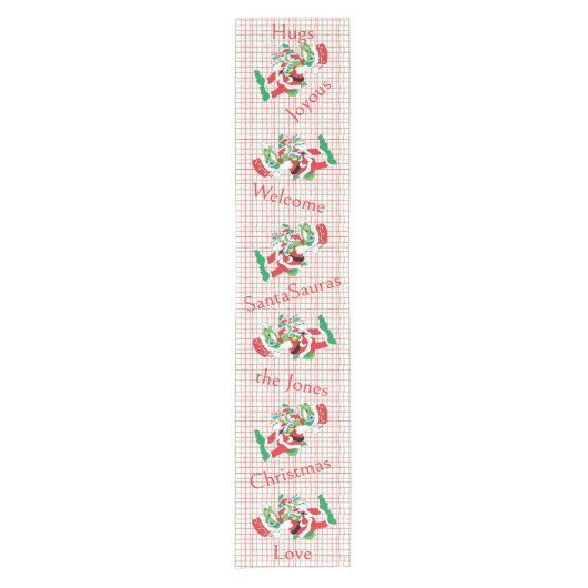 TySantaSaurus Christmas Personalize 14 x 72 Korte Tafelloper (Voorkant)