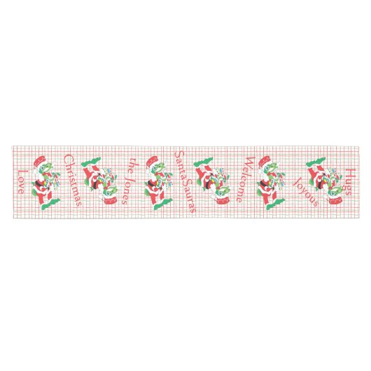 TySantaSaurus Christmas Personalize 14 x 72 Korte Tafelloper (Horizontaal)