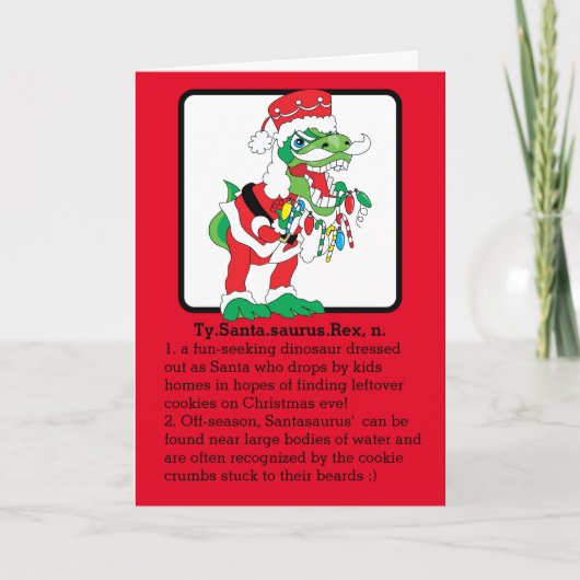 TySantaSaurus Rex, vrolijke kerst Kaart (Voorkant)