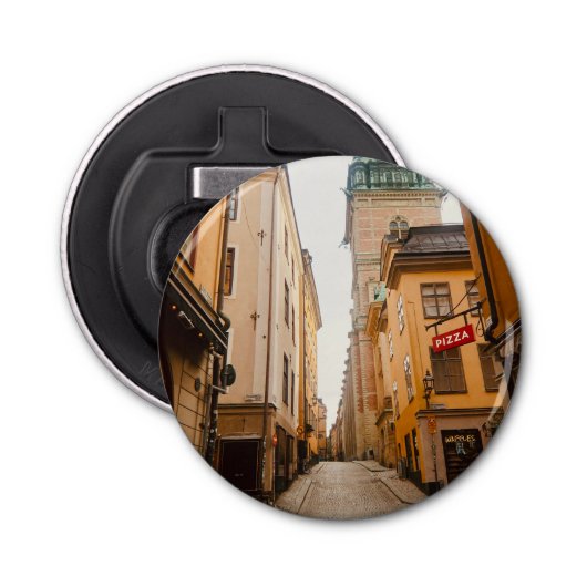 Tyska Brinken, Gamla Stan, Old Town, Stockholm Button Flesopener (Voorkant)