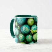TYSON ~ Mok gepersonaliseerd ~ Green Marbles ~ (Voorkant links)