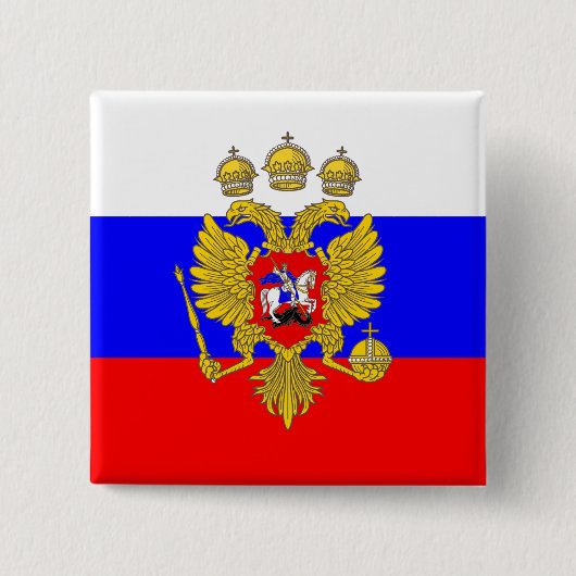 Tzar van Muscovia, Russische vlag Vierkante Button 5,1 Cm (Voorkant)