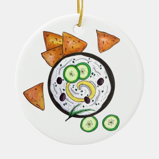 Tzatziki Grieks Meze Dip Mediterranean Food Grieke Keramisch Ornament (Voorkant)