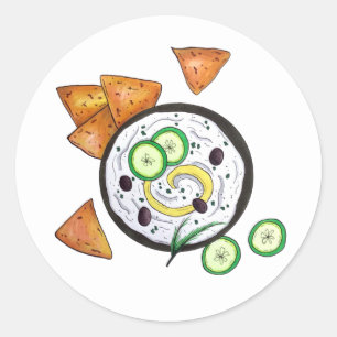 Tzatziki Grieks Meze Dip Mediterranean Food Grieke Ronde Sticker