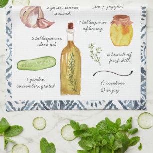 Tzatziki-waterverfrecept Schilderachtige theedoeke Theedoek