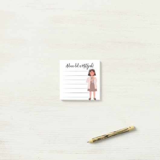 Tzedaka Mitzvah Notities - Meisje Giving Tzedaka Post-it® Notes (Op bureau)