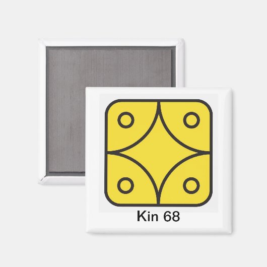 Tzolkin Estrela Amarela Kin 68 Magneet (Voorkant / Achterkant)