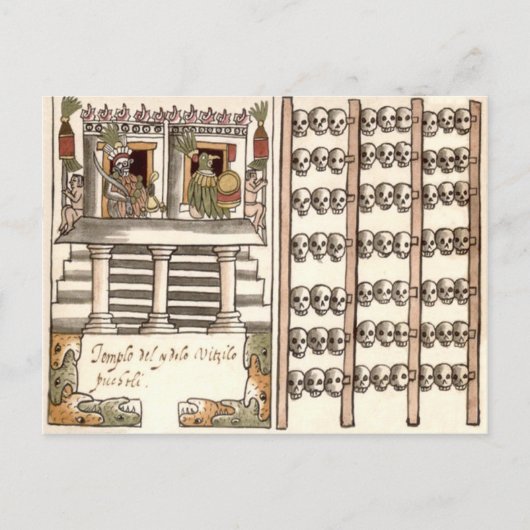 Tzompantli schedelrek Azteekse tempel Briefkaart (Voorkant)