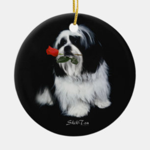Tzu met Roos Keramisch Ornament