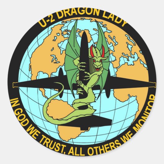 U-2 Dragon Lady Ronde Sticker (Voorkant)