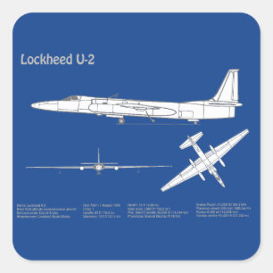 U-2 Dragon Lady - Vliegtuig Blauwdruk Plannen ABD Vierkante Sticker