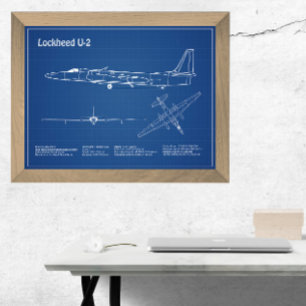 U-2 Dragon Lady - Vliegtuig Blauwdruk Plannen AD Foto Afdruk