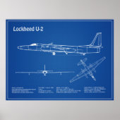 U-2 Dragon Lady - Vliegtuig Blauwdruk Plannen AD Poster (Voorkant)
