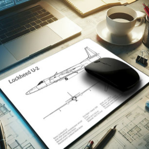 U-2 Dragon Lady - Vliegtuig Blauwdruk Plannen BD Muismat
