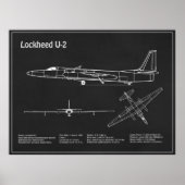 U-2 Dragon Lady - Vliegtuig Blauwdruk Plannen PD Poster (Voorkant)